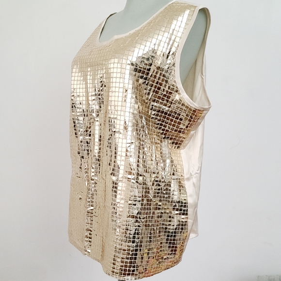 Russell Kemp ivory and gold lamé reversible top - Picture 4 of 9